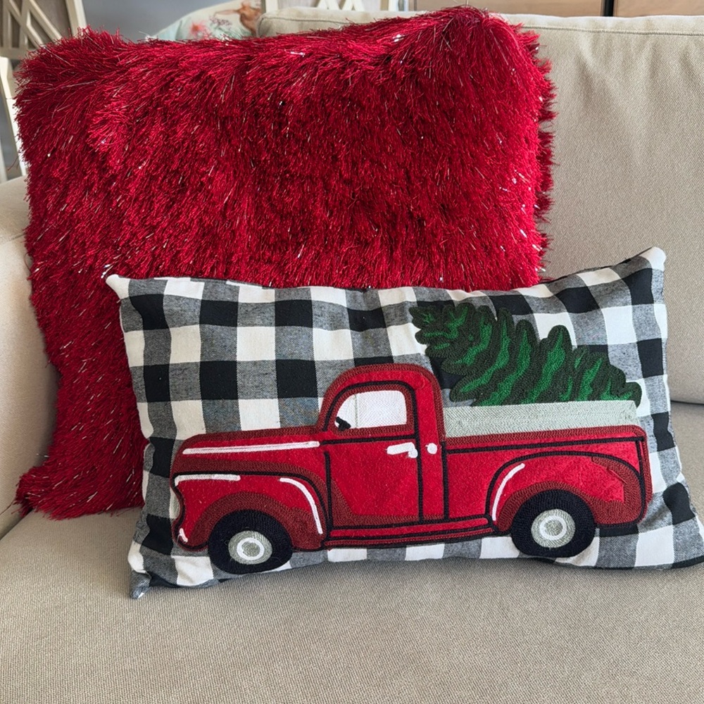 Set of two decorative holiday pillows